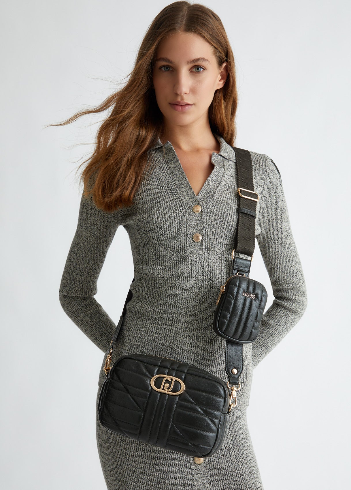 Green quilted crossbody bag – - Main Image