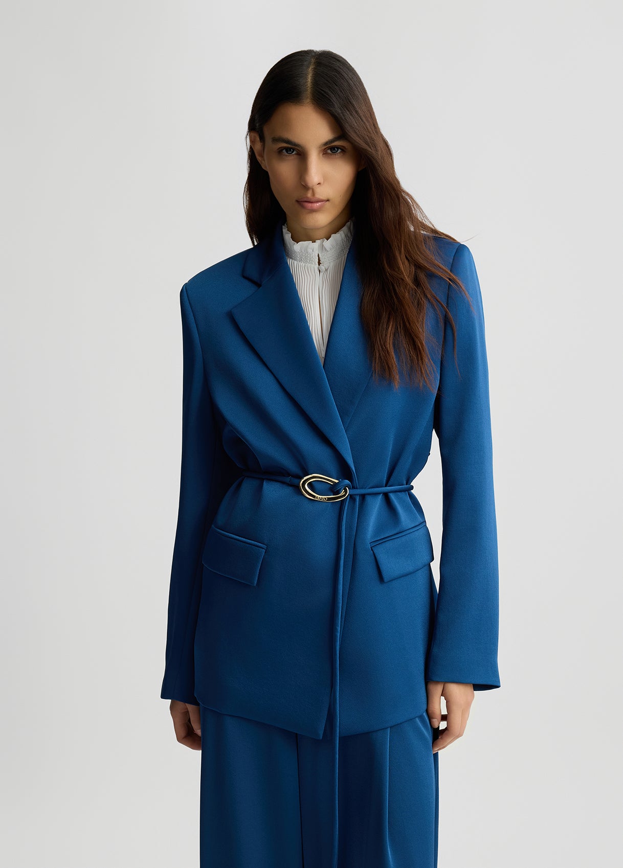 アウターその他 LIU JO Women Outer CA5270TS870X0648 BLUE Blue blazer with belt – LIU.JO