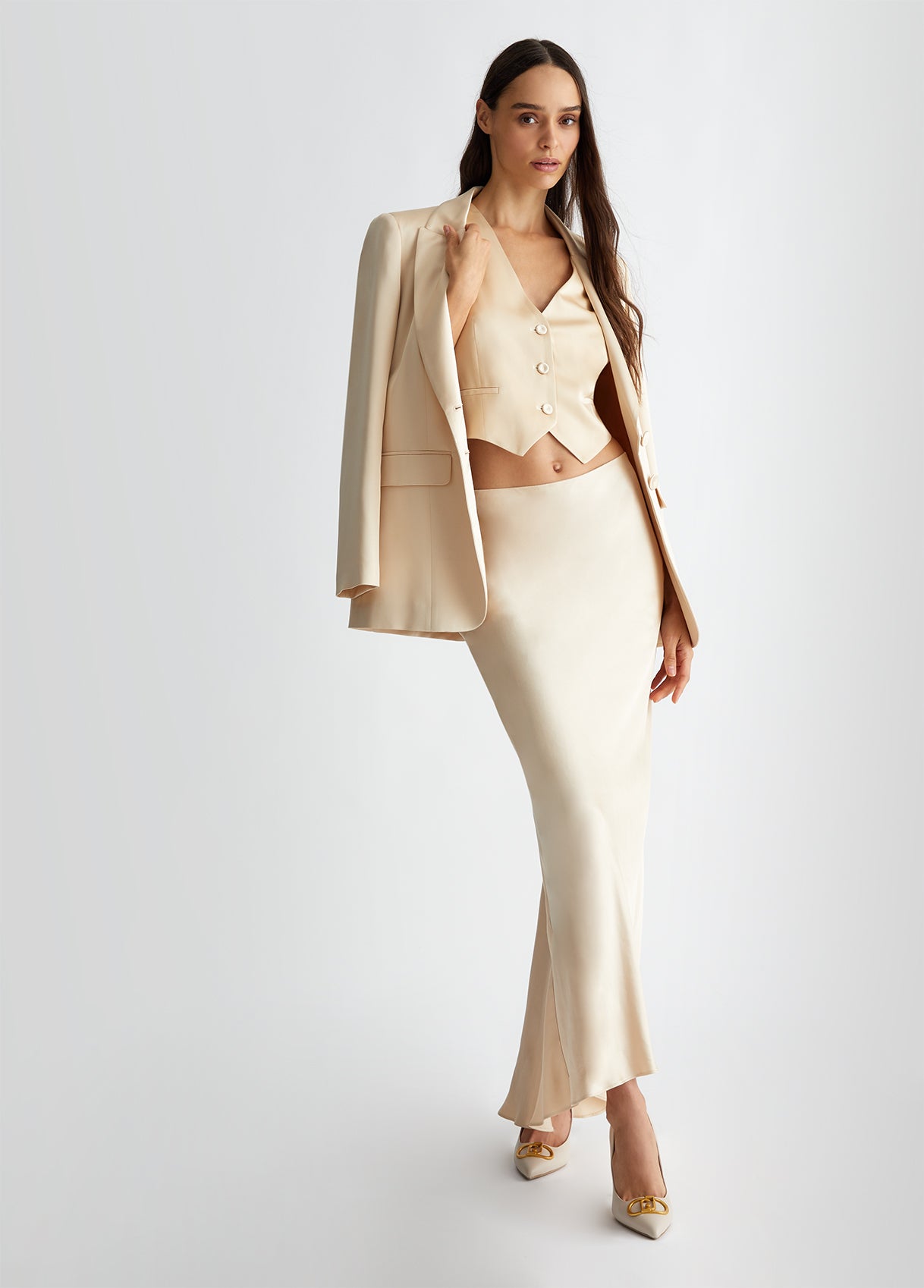 Long satin co-ord skirt – - Main Image