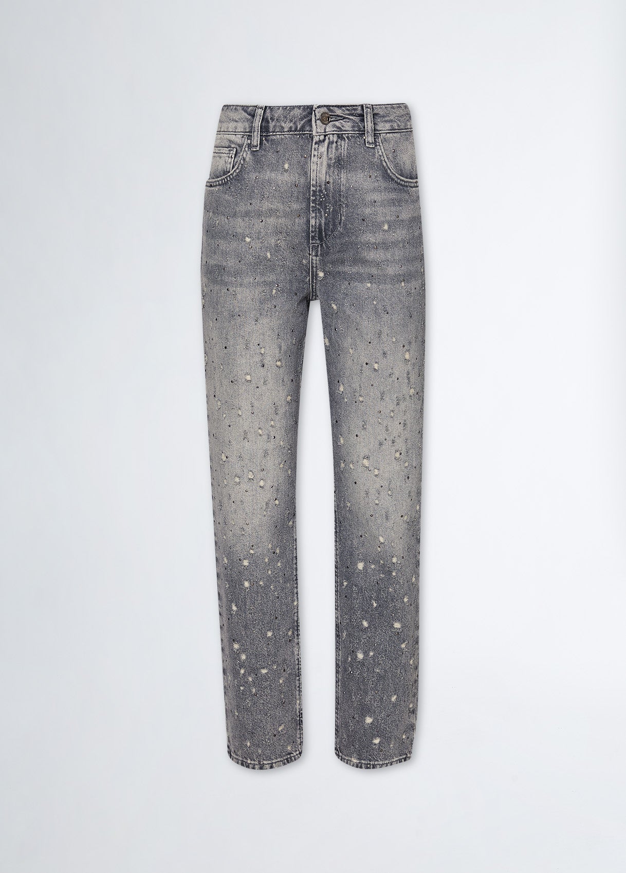 Straight-leg jeans with rhinestones –