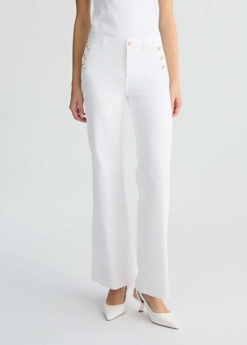 パンツ LIU JO Woman Pants White WA5488T4282 10701 PANT.BONE WIDE LEG REG.W. BIANCO #10701 - LIU JO Jeans